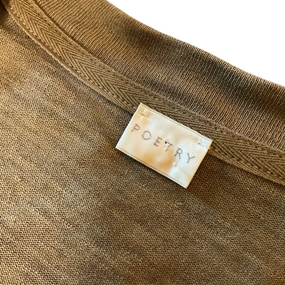 Poetry  Green V-Neck Oversized Boxy Tunic Top 3/4 Sleeve Hemp organic cotton L - Picture 3 of 8